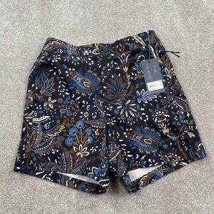 VRST Mens Resort Short 6" Paisley Floral Wallflower Black Multi Small NEW